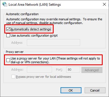 LAN Disable Proxy