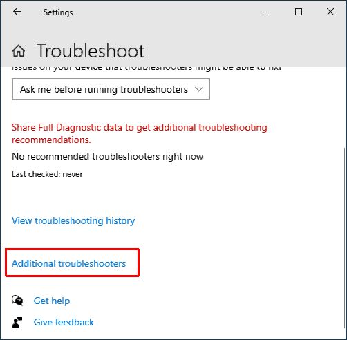Windows Update Failed - addional troubleshooters