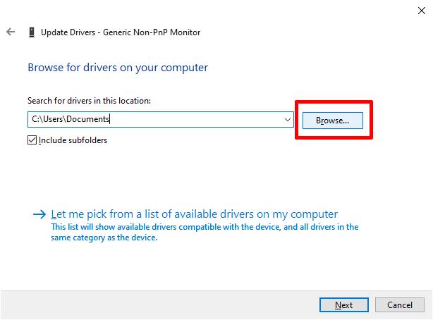 Navigate to Monitor Driver Files