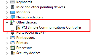 PCI Simple Communications Controller Error