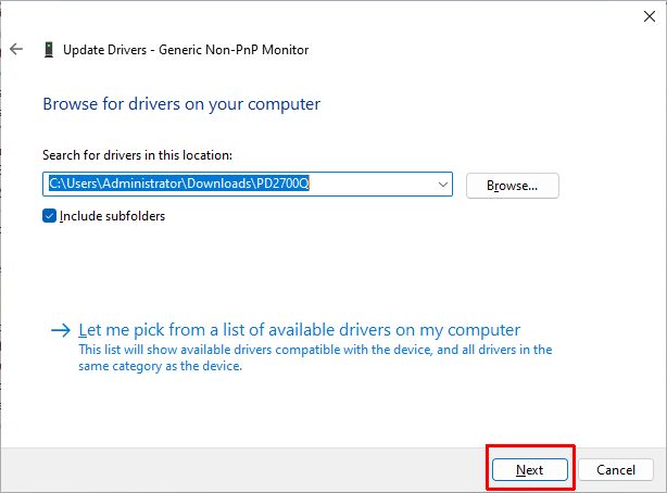 Manually install drivers in Windows 11