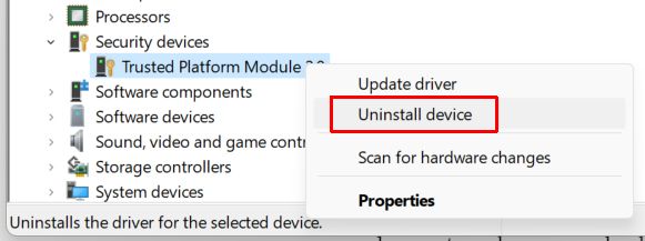 Uninstall device for incompatible drivers