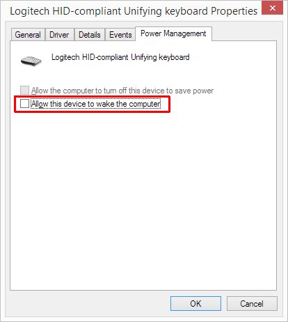 Disable USB Device Wake Up PC