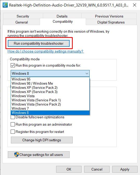 Windows Compatibility Troubleshooter