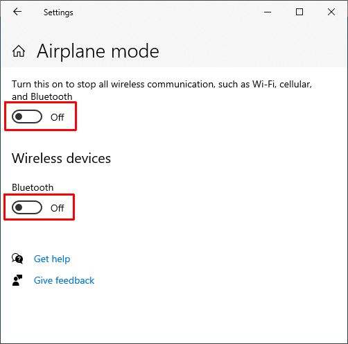 Disable Airplane mode inWindows 10