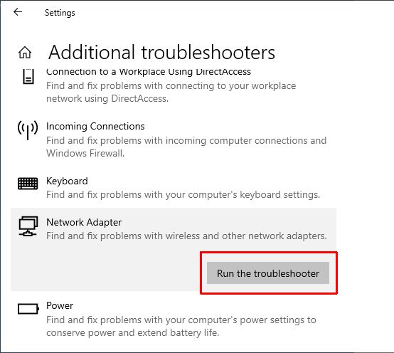 Windows 10 Run troublshooter