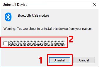 Unistall Bluetooth device in Windows 10