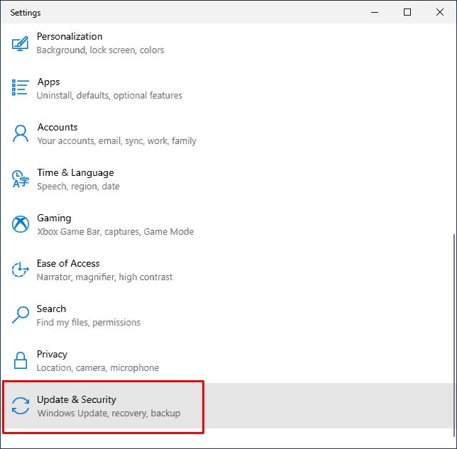 Windows 10 Update & Security