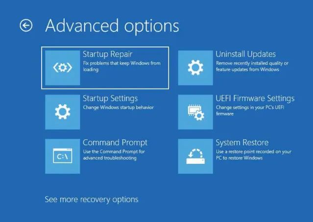 Windows Startup Advanced Options