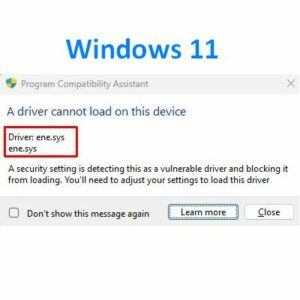 A driver cannot load on this device ene.sys