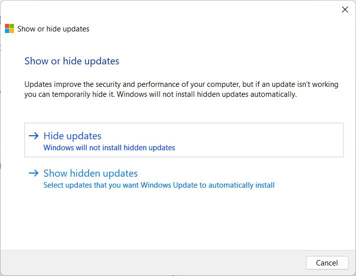 Windows 11 Hide Updates