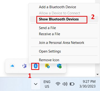 Show Bluetooth devices in Windows 11